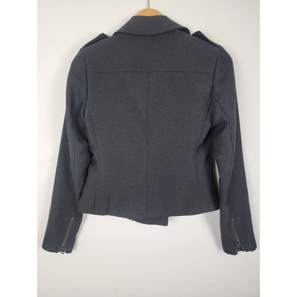 Banana Republic Flounce Front Moto Jacket, Size 0 Black Preppy - Picture 5 of 11